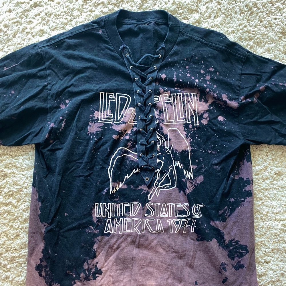 Oversized Distressed Led Zepplin Rock Tee